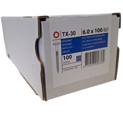 Photo of Construction screws wafer head 6.0 x 100 100 pcs