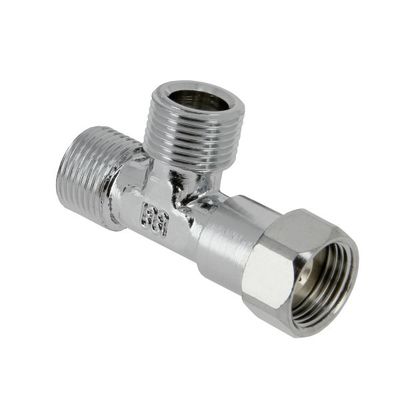 BONFIX messing vertind draadfitting T-stuk wartel 3/8inch RRRp Foto van BONFIX messing vertind draadfitting T-stuk wartel 3/8inch RRRp