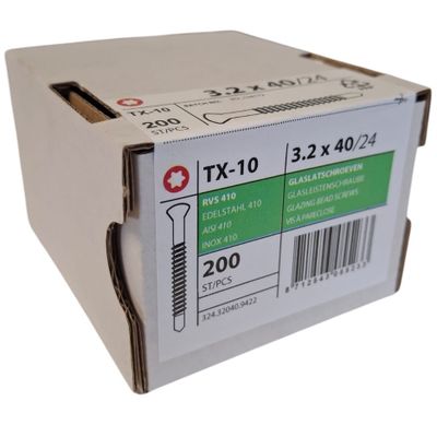 Glaslatschroeven rvs zelfborend 3.2 x 40 - 200 stuks Foto van Glaslatschroeven rvs zelfborend 3.2 x 40 - 200 stuks
