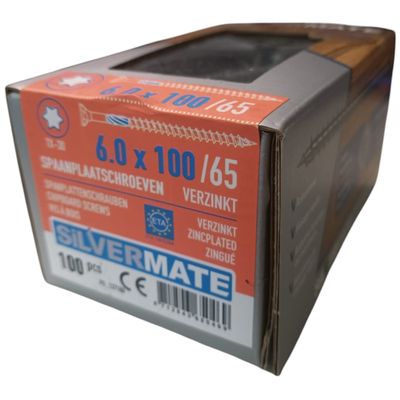 Foto van Silvermate spaanplaatschroeven 6.0 x 100 deeldraad - 100 stuks