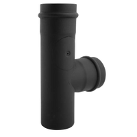 SPKP pellet 80 – pellet stove chimney pipe Tee female with cleaning hatch black diameter Ø80mm