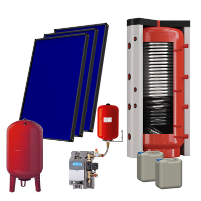 Foto van EnergyBy zonneboilerpakket 1000L hygieneboiler met 3x vlakkeplaat