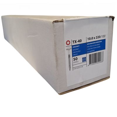 Tellerkopschroeven 10.0 x 220 deeldraad - 50 stuks Tellerkopschroeven 10.0 x 220 deeldraad - 50 stuks