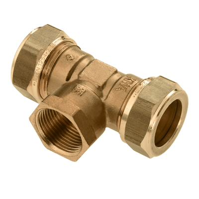 Photo of BONFIX brass compression fitting Tee internal thread 35mm x 1/2inch x 35mm FRpF