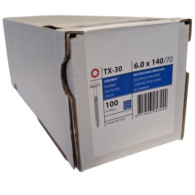 Photo of Construction screws wafer head 6.0 x 140 100 pcs