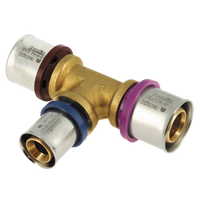Bonfix Alu press brass fitting coupling Tee reduced 32mm x 20mm x 26mm FFF