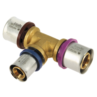 Photo of Bonfix Alu press brass fitting coupling Tee reduced 32mm x 20mm x 26mm FFF