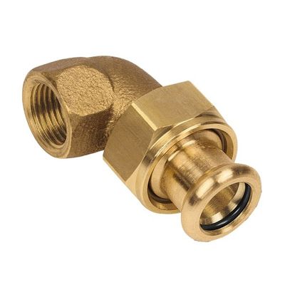 Photo of BONFIX press red copper 3-piece coupling angled 12mm x 1/2inch FRp