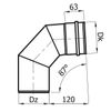 Afbeelding van SKS-X 130 – enkelwandig rookkanaal rvs bocht 90 graden diameter Ø130