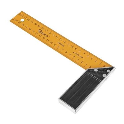 Foto van GEKO winkelhaak 25 cm – Staal & Aluminium met Metrische Schaal