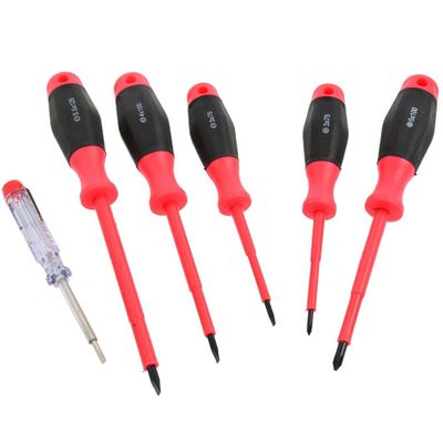 6-delige geïsoleerde Elektrische Schroevendraaiers set – Veilig en Betrouwbaar voor Elektrisch Werk Foto van 6-delige geïsoleerde Elektrische Schroevendraaiers set – Veilig en Betrouwbaar voor Elektrisch Werk