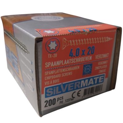 Silvermate chipboard screws 4.0 x 20 full thread Silvermate chipboard screws 4.0 x 20 full thread