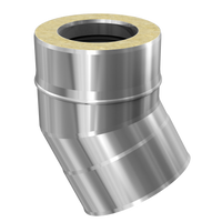 SKS 130 – dubbelwandig rookkanaal rvs bocht 30 graden diameter Ø130mm