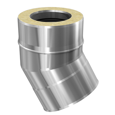 SKS 130 – dubbelwandig rookkanaal rvs bocht 30 graden diameter Ø130mm