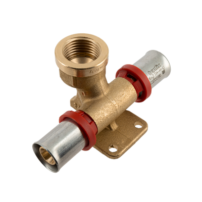 Photo of Bonfix Alu-press brass fitting wall plate double straight 16mm x 1/2inch x 16mm FRpF