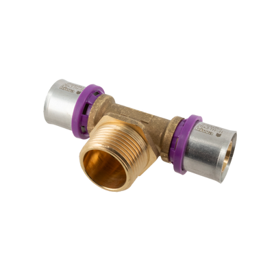 Photo of Bonfix Alu-press brass press fitting Tee 26mm x 1inch x 26mm FRF