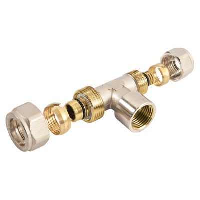 Photo of Bonfix Alu-compression fitting brass Tee reduced 20mm x 3/4inch x 16mm FFF