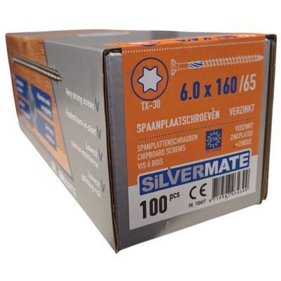 Silvermate chipboard screws 6.0 x 160 partial thread - 100 pcs Photo of Silvermate chipboard screws 6.0 x 160 partial thread - 100 pcs