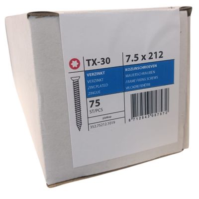 Frame fixing screws flat head 7.5 x 212 -75 pcs