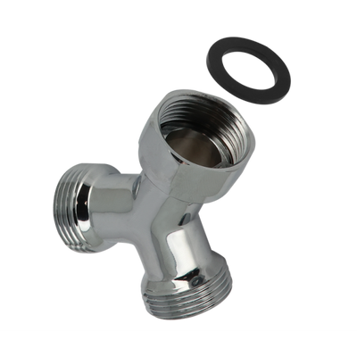 Foto van BONFIX messing verchroomd draadfitting Y-stuk met swifel moer 3/4inch RRpR