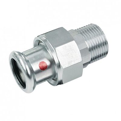 Photo of BONFIX press fitting galvanized steel 3-piece coupling external thread 28mm x 1inch FR