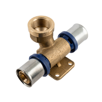 Bonfix Alu-press brass fitting wall plate double straight 20mm x 1/2inch x 20mm FRpF