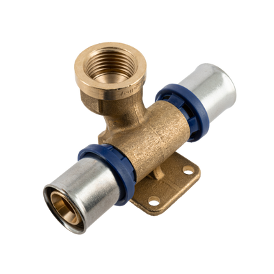 Photo of Bonfix Alu-press brass fitting wall plate double straight 20mm x 1/2inch x 20mm FRpF