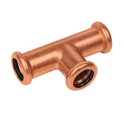 Photo of BONFIX press fitting red copper Tee reduced 22mm x 16mm x 22mm FFF