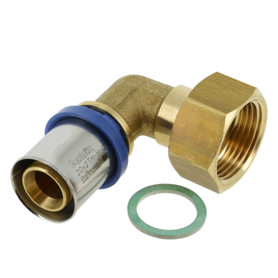 Photo of Bonfix Alu-press brass 2 piece fitting elbow 20mm x 3/4 FRp