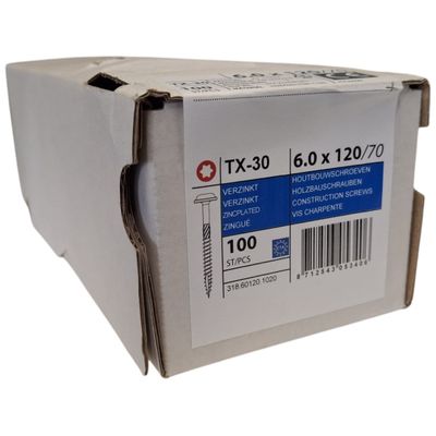 Photo of Construction screws wafer head 6.0 x 120 100 pcs