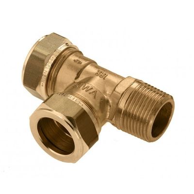 Foto van BONFIX messing knelfitting T-stuk verlopend 15mm x 15mm x 1/2inch FRF