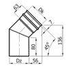 Image of SKS-X 130 – single walled chimney pipe stainless steel elbow 45 degrees diameter Ø130