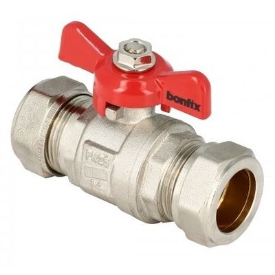 Photo of BONFIX brass ball valve with butterfly handle compression 22mm FF
