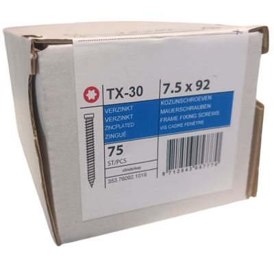 Photo of Frame fixing screws cylinder head 7.5 x 92 -75 pcs