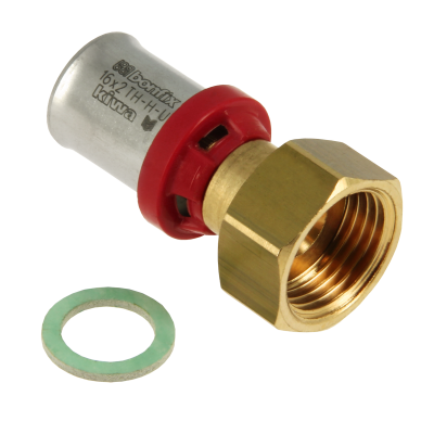 Bonfix Alu-press brass fitting union coupling 16 x 3/4inch FRp Photo of Bonfix Alu-press brass fitting union coupling 16 x 3/4inch FRp