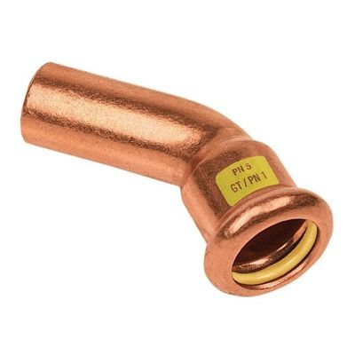 Photo of BONFIX press fitting red copper gas push-in elbow 45 degrees 35mm MF