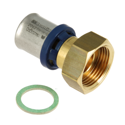 Bonfix Alu-press brass fitting union coupling 20mm x 3/4inch FRp Photo of Bonfix Alu-press brass fitting union coupling 20mm x 3/4inch FRp