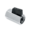 Afbeelding van BONFIX messing verchroomd draadfitting minikogelkraan met zwarte knop 3/8inch RpRp