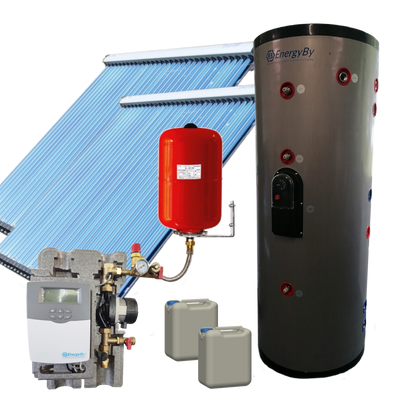 Foto van EnergyBy zonneboilerpakket 200L tapwaterboiler met 2x 20 heatpipes platdak