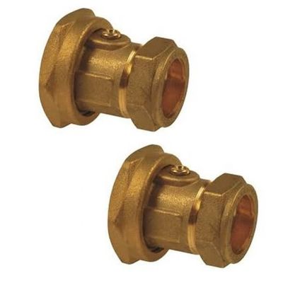 Foto van EnergyBy pompkoppelingset met geïntegreerde afsluiter, 1 1/2inch binnendraad x 28mm knelkoppeling
