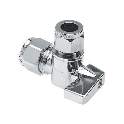BONFIX messing verchroomd knel minikogelkraan met verchroomde knop haaks 10mm FF Foto van BONFIX messing verchroomd knel minikogelkraan met verchroomde knop haaks 10mm FF