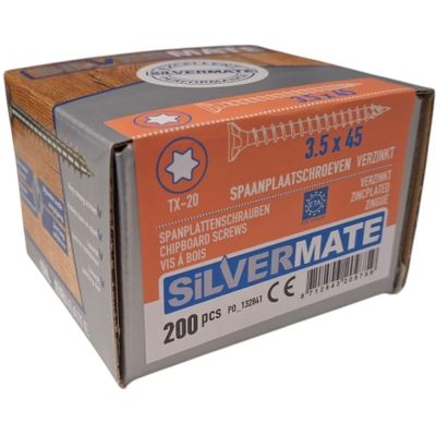 Silvermate spaanplaatschroeven 3.5 x 45 voldraad verzinkt - 200 stuks