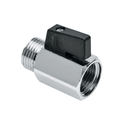 BONFIX messing verchroomd draadfitting minikogelkraan met zwarte knop 1/4inch RRp Foto van BONFIX messing verchroomd draadfitting minikogelkraan met zwarte knop 1/4inch RRp