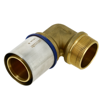 Foto van BONFIX Alu-pers messing persfitting bocht / knie buitendraad 50mm x 1 1/2inch FR