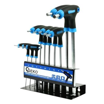 Foto van T-vormige Inbussleutel Set 2–10 mm – Ergonomisch – Inclusief Wandhouder (10-delig) - GEKO