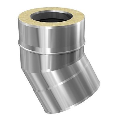 Foto van SKS 80 – dubbelwandig rookkanaal rvs bocht 30 graden diameter Ø80-140mm