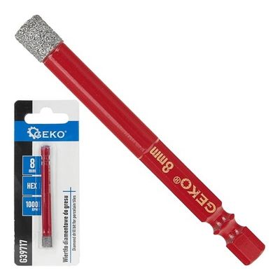 Foto van GEKO Diamant Tegelboor 8 mm – Droog Boren met Wax – Zeskant 6,35 mm