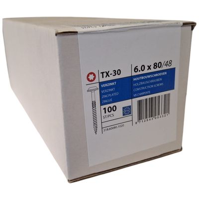 Photo of Construction screws wafer head 6.0 x 80 100 pcs