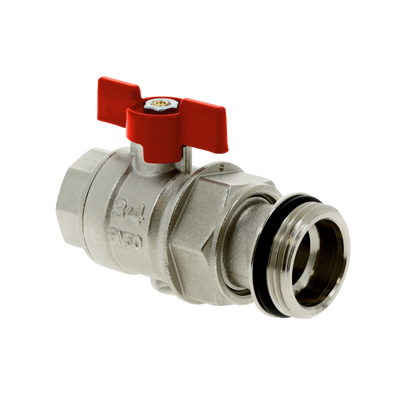 BONFIX brass threaded fitting ball valve red handle dutch connection 3/4inch x 1inch RRp