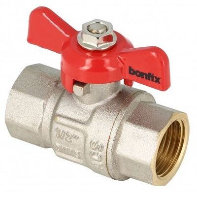 Photo of BONFIX brass threaded fitting ball valve red butterfly knob 1/2inch RpRp